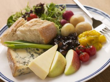 Ploughman's Lunch © Monkey Business Images | Dreamstime.com Ploughman's Lunch, Ploughmans Lunch, Stilton Cheese, Picnic Sandwiches, Hp Sauce, British Dishes, Pork Pie, Pub Food, Pickled Onions