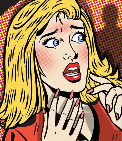 FRIGHTENED - Google Search Challenge List, Scared Face, 50s Women, Health Myths, Comic Face, Pop Art Drawing, Pop Art Illustration, Foto Vintage, Woman Drawing