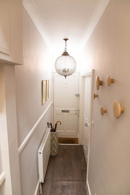 Narrow white hallway in Victorian terrace House. Hallway Design Ideas… Hallway Victorian, Victorian Terrace Hallway, Terrace Hallway, Hall Lights, Victorian House Renovation, Hallway Ideas Diy, White Hallway, Hallway Light, Victorian Terraced House