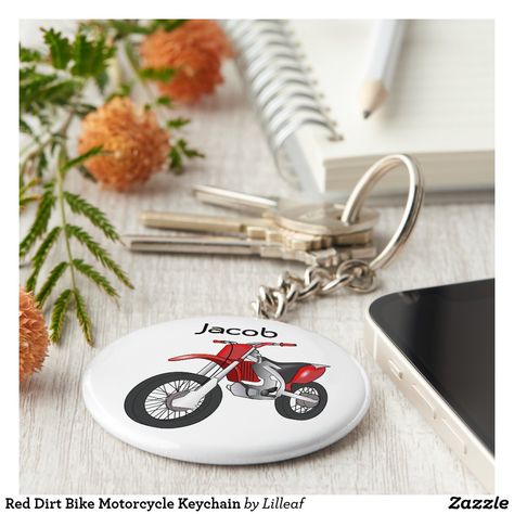 Red Dirt Bike Motorcycle Keychain Keychain Background, Red Dirt Bike, Bike Birthday, Dirt Bike Birthday, Motorcycle Keychain, Motorcycle Dirt Bike, Red Dirt, Background Ideas, Keychain Design