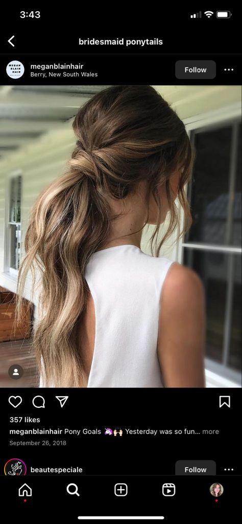 Ponytail Bridal Hair, Bixie Haircut, Wedding Ponytail Hairstyles, Bridesmaid Hair Inspo, Bridemaids Hairstyles, Bridal Hair Down, Hair Styles Ideas, Plant Styling, Long Hair Ponytail