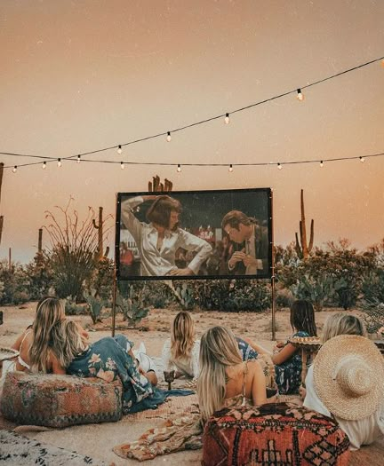 Joshua Tree House, You Are My Moon, Backyard Movie, Rooftop Patio, House In Nature, Desert Homes, Outdoor Movie, Saguaro Cactus, Home Cinema