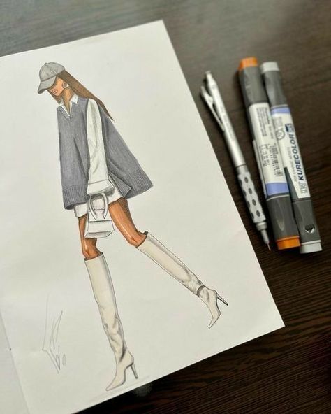 Draw Outfits, Fashion Sketchbook Inspiration, Croquis Fashion, Fashion Model Sketch, Illustration Collage, Fashion Illustration Collage, Fashion Design Books, Model Sketch, Outfits Jeans