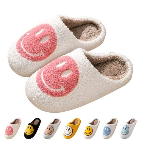 PRICES MAY VARY. 【Thick Memory Foam】: This Cloud Cushion Slippers use about 3CM cushioned thick sole, very soft and will free your feet, making you walk comfortably all 【Retro Smile Slippers】 : Stylish smile slippers, smiley design and the collision of different color uppers. Full of fashion sense, relaxed and happy, adding fun for your life. And wish the smile always be with you. 【Soft Comfy Materials】：This smiley face slippers is made of soft plush, which is soft but durable. Wear it to feel t Preppy Slippers, Smile Face Slippers, Smile Slippers, Happy Face Slippers, Smiley Face Slippers, Retro Preppy, Indoor Outdoor Slippers, Slippers For Women, Happy Face