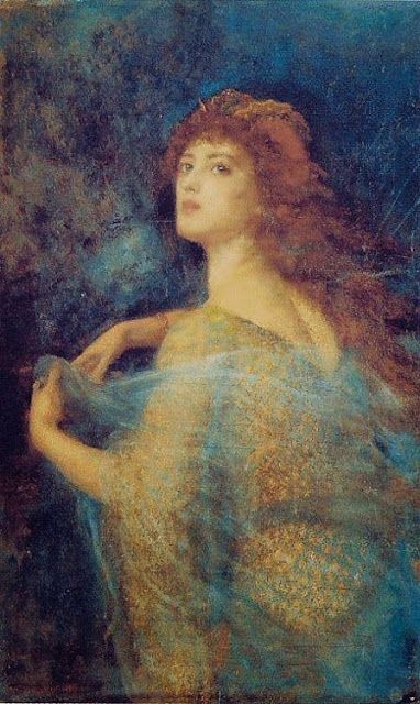 Arthur Hughes...The Enchantress | JV Moritz Von Schwind, Edward Robert Hughes, Arthur Hughes, Robert Hughes, Pre Raphaelite Paintings, Everett Millais, The Enchantress, Pre Raphaelite Brotherhood, Gabriel Rossetti