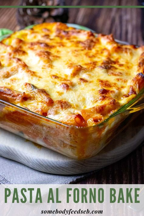 Baked Rigatoni With Bechamel Sauce, Pasta Al Forno Recipe 12 Tomatoes, Baked Pasta With White Sauce, Cheesy Baked Pasta Recipes, Pasta Al Forno 12 Tomatoes, Pasta Forno, Food To Feed A Crowd, Sweet Tomato Sauce, Italian Pasta Bake