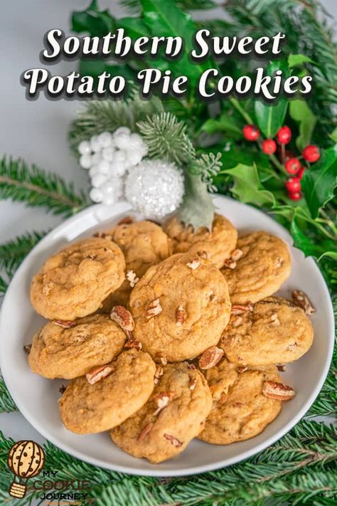 Southern Sweet Potato Pie Cookies Sweet Potato Pie Cookies, Maple Syrup Cookies, Southern Sweet Potato Pie, Sweet Potato Cookies, Sweet Potato Pie Southern, Steamed Sweet Potato, Canning Sweet Potatoes, Yam Or Sweet Potato, Perfect Cookies