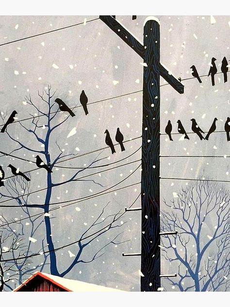 Eyvind Earle, Woodcut Art, Winter Illustration, Power Lines, Winter Scene, Winter Art, Pics Art, Linocut, The Winter