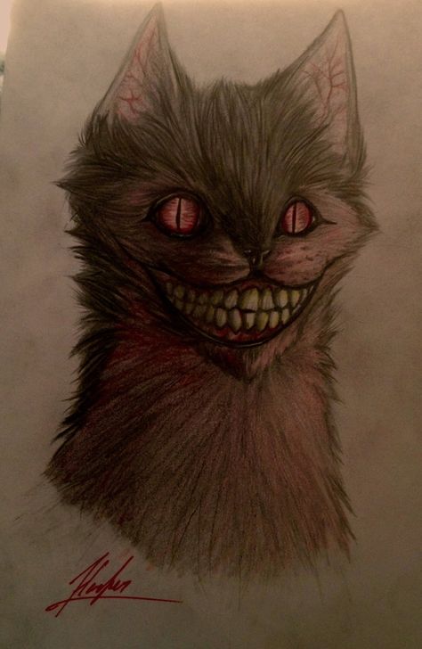 Grinny by MidnightFedora Dark Creepy Art, Spoopy Art, Unsettling Art, Cat Horror, Smile Dog, Smile Drawing, Horror Drawing, Creepy Cat, Scary Cat