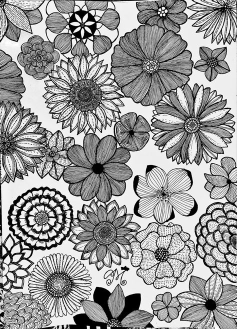 Flowers Sketch, Flower Doodle, Doodle Flowers, Flower Sketches, Flower Doodles, Mandala Art, Wild Flowers, Art Projects, Doodles