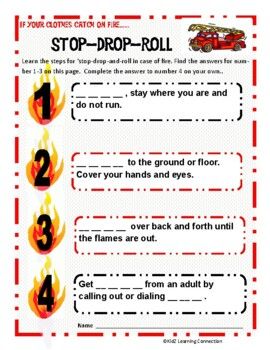 Fire Safety: Stop - Drop - Roll by KidZ Learning Connections | TpT Fire Safety Unit, Teaching Safety, October Classroom, Teachers Classroom, Elementary Lesson Plans, Teacher Products, Elementary Activities, Teaching Grammar, 2nd Grade Classroom