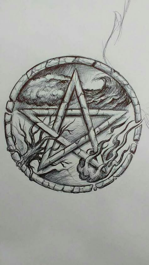 Pentacle Tattoo, Pentacle Art, Bird Skull Tattoo, Pentagram Tattoo, Witchcraft Tattoos, Gothic Drawings, Witch Symbols, Witch Drawing, Occult Tattoo