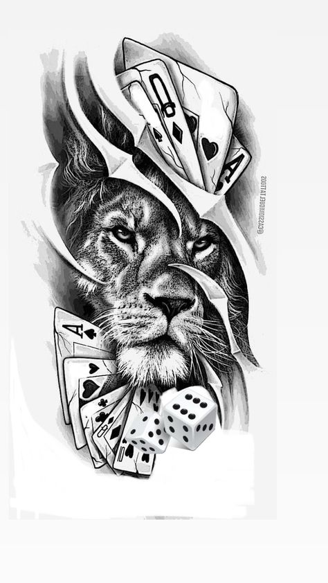 Lion Tattoo Sleeves, Card Tattoo Designs, Skull Sleeve, Lion Head Tattoos, Egypt Tattoo, Leo Tattoos, Lion Tattoo Design, Half Sleeve Tattoos For Guys, Tattoo Design Book