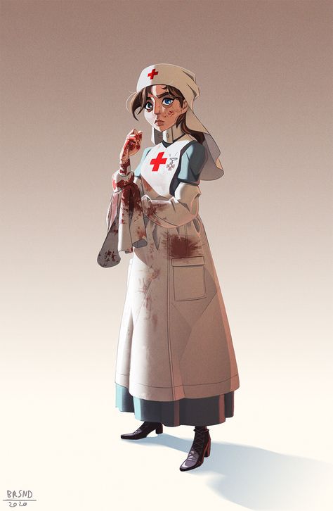 Ww1 Nurse, Nurse Drawing, Ww1 Art, The Art Showcase, Outfit Drawing, Character Design Challenge, Combat Medic, Nurse Art, Art Showcase