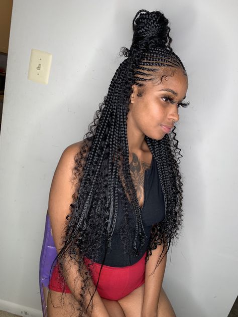 Breads Hair Hairstyles, Bread Hair, Feed In Braids Hairstyles, Braided Ponytail Hairstyles, Box Braids Styling, Braids With Curls, Girls Hairstyles Braids, Girls Braids, Cornrow Hairstyles