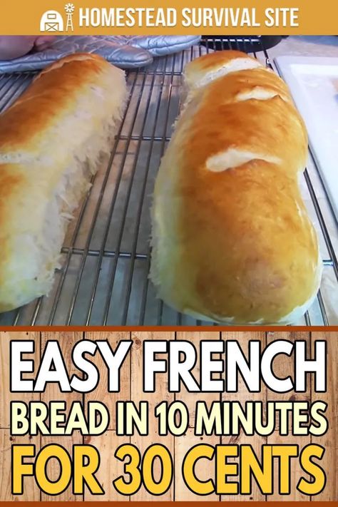 Here’s a way to make French bread in just 10 minutes of working time. The rest of the time, the bread is rising or the oven is doing the work. Quick 1 Hour Bread, 30 Minute Bread Recipes, 10 Minute Bread Recipe, 30 Minute Bread, Bread In 10 Minutes, Make French Bread, Bakery Oven, Easy French Bread, Easy French Bread Recipe