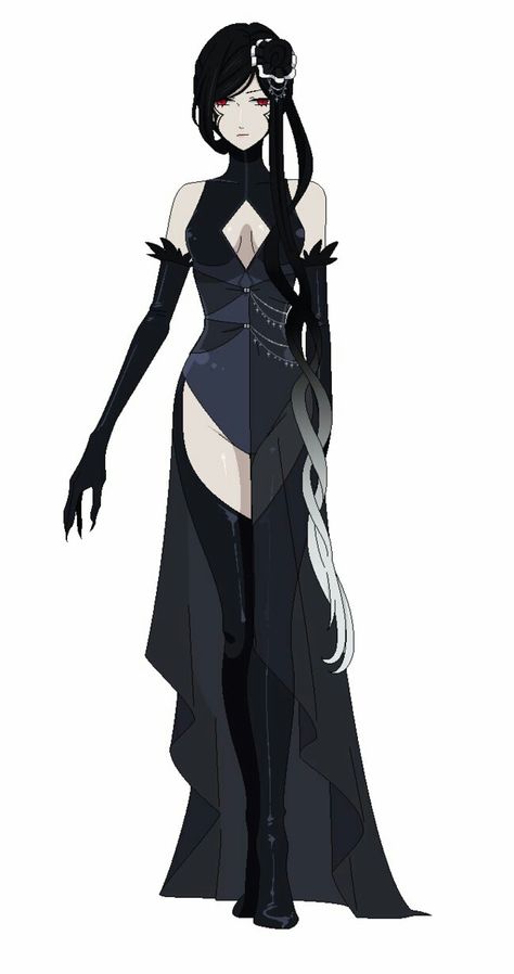 Black Anime Outfits Female, Villain Suits Female, Dark Magical Girl Outfit, Female Butler Outfit, Black Butler Oc Female, Black Butler Oc, Butler Outfit, Villain Clothing, Villain Outfits Female