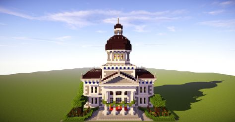 Provincial Town Hall Minecraft Project Minecraft City Townhall, Town Hall Minecraft Easy, City Hall Minecraft Build, Minecraft Town Modern, Minecraft American Town, Small Town Hall Minecraft, Courthouse Minecraft Build, Minecraft Townhalls, Town Hall Minecraft Ideas