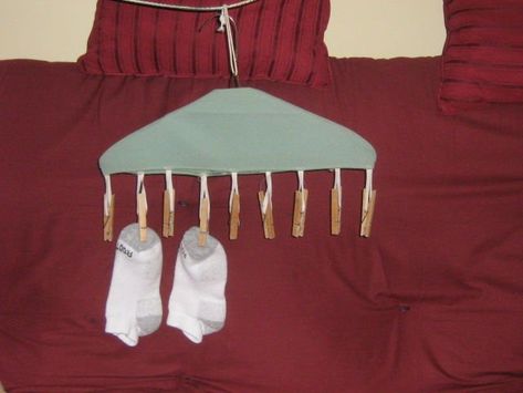 Multipurpose Clothespin Hanger: 10 Steps Lost Socks, Viking Men, Diy Socks, Camping Glamping, Wire Hangers, Rv Stuff, Clothes Closet, Clothespins, Clothes Line