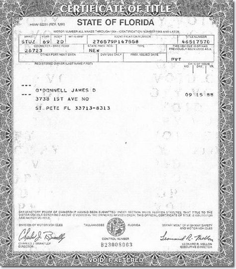 Stutz Blackhawk 1969 Pre-Production Prototype Blank Car Title Template, Car Title Template, Title Template, Florida Postcard, Money Template, Car Title, Effect Template, Bill Template, Advertisement Template