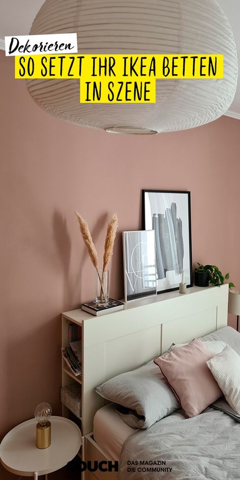 Das schlichte Design der Ikea-Betten eigenen sich, um mit Deko individuell zu dekorieren. Janina_Carolin hat in ihrem Schlafzimmer Gemütlichkeit geschaffen. Ikea Hacks, Life Hacks, Home Decor Decals, Van, Pins, Home Decor, Design, Home Décor