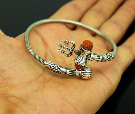 Buy Vintage Design Pure 925 Silver Fabulous Customized Lord Shiva Online in India - Etsy Shiva Trident, Unique Bangle, Mens Gold Bracelets, Gold Rings Fashion, Gold Bracelets, Mens Gold, Unisex Jewelry, Design Silver, Lord Shiva