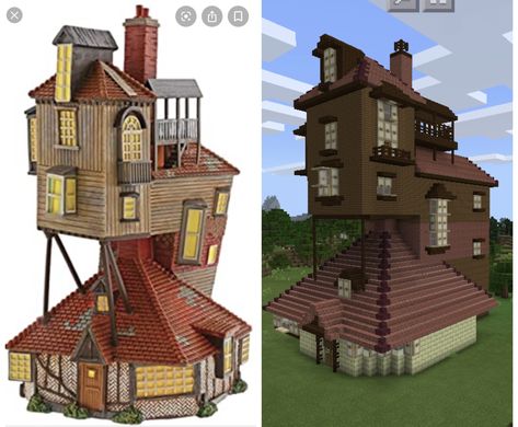 Minecraft Building Ideas Old Version, Harry Potter Inspired Minecraft Houses, Minecraft Harry Potter Ideas, The Burrow Minecraft, Hogwarts Minecraft Blueprint, Minecraft Hogwarts Blueprints, Hogwarts In Minecraft, Minecraft Harry Potter Builds, Harry Potter Minecraft Builds