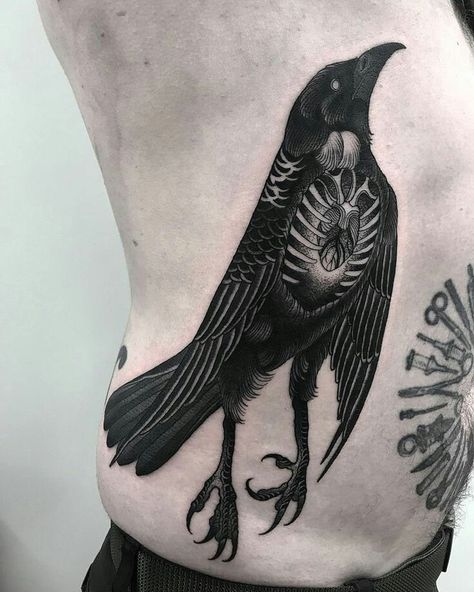 Dark Tattoo Ideas, Rip Tattoos For Mom, Rabe Tattoo, Gotik Tattoo, Feminine Skull Tattoos, Feminine Tattoo Sleeves, Crow Tattoo, Creepy Tattoos, Spooky Tattoos