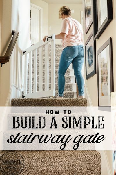 How to build a stylish stairway gate to keep pets or kids out! This easy DIY gate tutorial will look great and blend with your traditional decor. We keep our dog off the carpet with this pet gate. #petgate #stairgate #childproof #DIYpet #cleancarpet #dogg Pet Gate Ideas, Diy Safety Gate, Stair Gate Diy, Stairway Gate, Staircase Gate, Wooden Baby Gates, Dog Gates For Stairs, Diy Dog Gate, Diy Gate