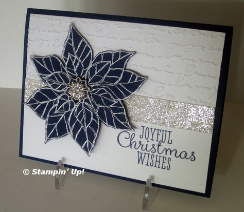 Stampin' Up! ... handmade Christmas card ... black, white and silver ... elegant card ... luv the unexpected black poinsettia with silver embossing ... line of silver glitter paper ... mixed fond greeting ... wonderful! Christmas Cards 2017, Poinsettia Cards, Stamping Projects, Homemade Christmas Cards, Stampin Up Christmas Cards, Christmas Poinsettia, Diy Christmas Cards, Christmas Stamps, Christmas Cards To Make