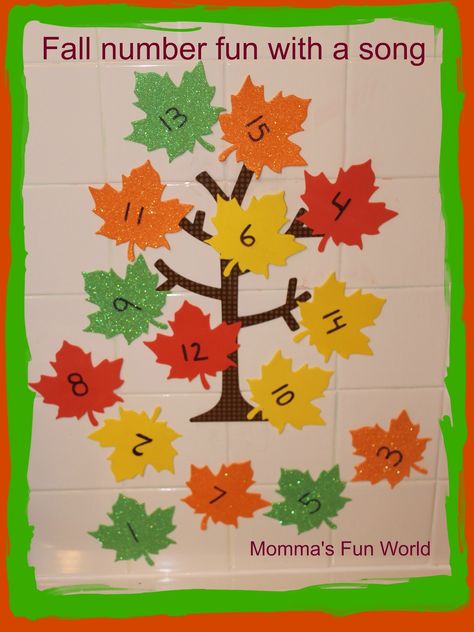 Momma's Fun World: Fall leaf number learning tree Leaf Music And Movement, Storytelling Preschool, Fall Classroom Ideas, Number Learning, Preschool Fall, Primary Singing Time, Fall Lessons, Fall Math, Tree Study