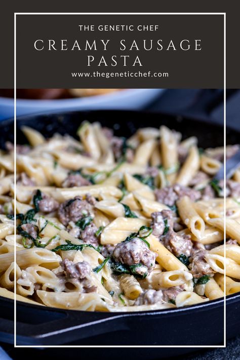 Sausage And Spinach Pasta, Hot Italian Sausage Recipes, Pasta With Feta Cheese, Italian Sausage Recipes Pasta, Creamy Sausage Pasta, Pasta Sausage, Sausage And Spinach, Creamy Cheese Sauce, Pasta With Spinach