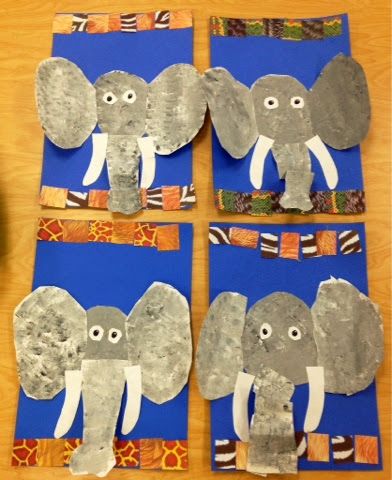 Awesome Elephants!     Kindergarten students in Ms. Kerwick's class enjoyed creating fun elephants. They combined art and movement by act... African Art Projects, Kindergarten Art Lessons, Safari Art, Animal Art Projects, Kindergarten Art Projects, African Crafts, Afrique Art, Jungle Art, Sponge Painting