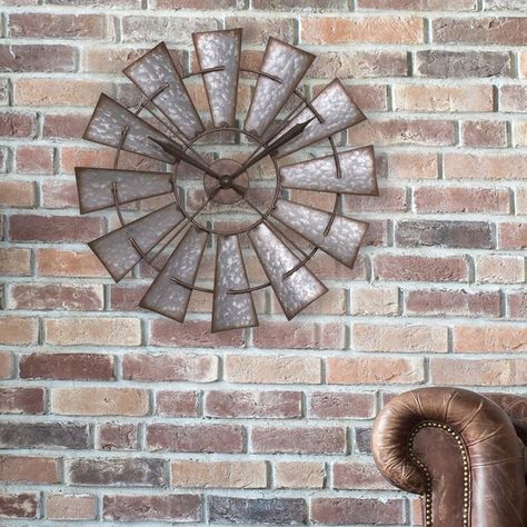 Daidone Metal Windmill Quartz 21.81" Wall Clock Windmill Wall Decor, Metal Windmill, Rustic Wall Clocks, Diy Rustic Home, Hippy Room, Charming Farmhouse, Room Remodel, Metal Works, Wall Decor Design