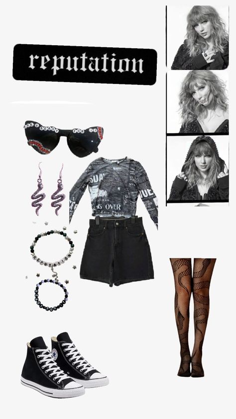 rep outfit 🖤🖤 #reputation #theerastour #outfit #ootd #snakes #bracelets #taylorswift Era Tour, Snakes, Taylor Swift, Ootd, Pins