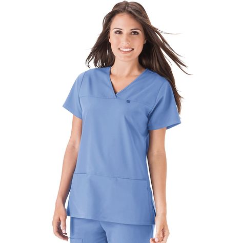 Cherokee Woman, Womens Scrubs, Pocket Top, Professional Look, Scrub Tops, Id Badge, V Neck Tops, Pocket Design, Womens Clothing Tops