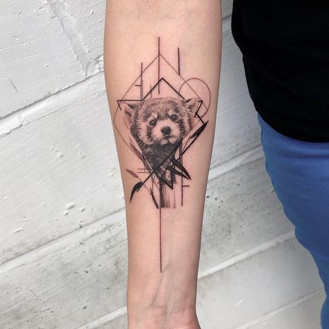 Thank you Laura x  #redpanda #redpandatattoo #tattoo #minimaltattoo #smalltattoo #realismtattoo #graphical #graphicaltattoo #fineline #finelinetattoo #geometric #geometrictattoo #throughmythirdeye #throughmythirdeyetattoo #emmabundonistattoo #london #love Tattoos For Women Minimal, Animals Red Panda, Inner Arm Tattoos For Women, Geometric Tattoo Couple, Red Panda Tattoo, Arm Tattoos For Women Forearm, Graphic Animals, Geometric Animal Tattoo, Geometric Line Tattoo