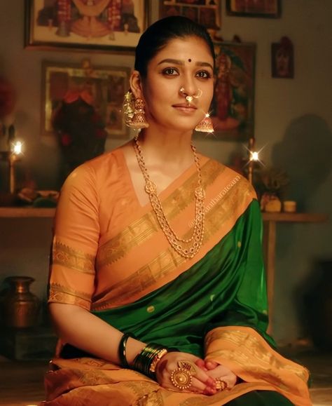 Mookuthi Amman, Nayanthara Saree, Temple Jewellery Designs, Indian Temple Jewellery, Goddess Bride, Nayanthara Hairstyle, Disney Hotstar, Blouse Designs Silk, Indian Jewellery Design