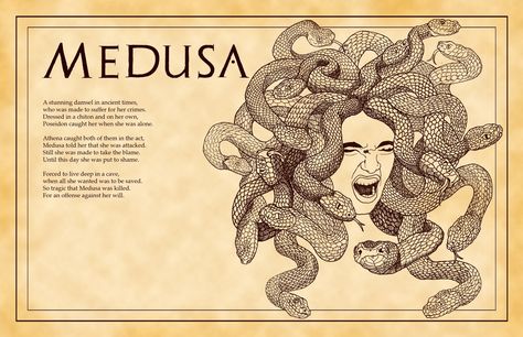 Delisa Davis' Illustration: Greek Myths Design Layouts Medusa Story, Magical Creatures Mythology, Mystical Creatures Mythology, Fantasy Creatures Mythology, Greek Monsters, Small Wave Tattoo, Creaturi Mitice, Myths & Monsters, Mythical Monsters