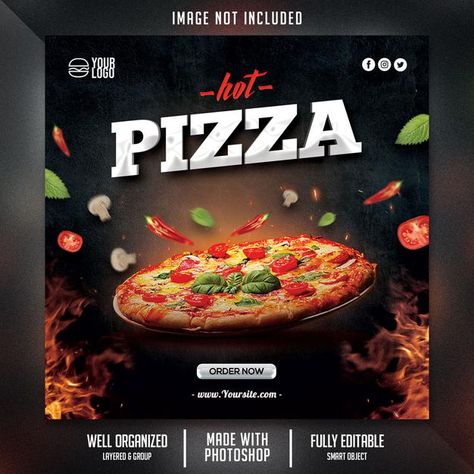 Fast Food Social Media Post, Fast Food Social Media, Pizza Flyer, Pizza Poster, كريم كراميل, Restaurant Web, Restaurant Social Media, Menu Flyer, Fast Food Menu