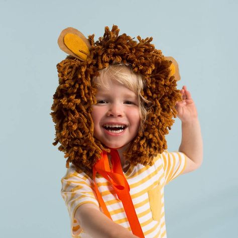 Childrens fancy dress up lion mane. Make your party roar with this fun lion mane headdress complete with wool mane. Perfect for an animal themed party of festival and crafted with wool and felt with orange ribbon. Add to one or our lion dresses or dungarees for the full outfit.Fits around head like a headband . Orange ribbons tie under the chin.Suitable for children over 3yrsBoxed ready for gifting.wool felt and ribon( mane is 42cm in length) Lion Dress, Childrens Fancy Dress, Animal Party Theme, Lion Costume, Orange Ribbon, Lion Mane, Meri Meri, Up Costumes, Dress Up Costumes