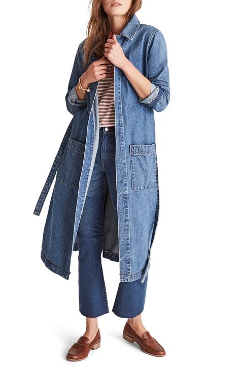 An Everyday Jacket Denim Duster Coat, Denim Duster, Spring Outerwear, Long Denim Jacket, Denim Trench Coat, Chambray Shirt Dress, Summer Denim, Oversized Denim Jacket, Nyc Fashion