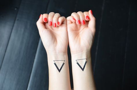 I cannot choose! Can you? Minimalist Tattoo Meaning, Typography Tattoo, Hidden Tattoos, Triangle Tattoos, Tattoo Zeichnungen, Delicate Tattoo, Tattoo Cover-up, Subtle Tattoos, Up Tattoos