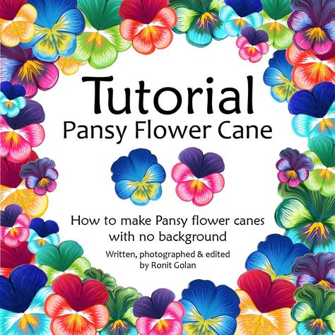 New polymer clay cane tutorial - Pansy cane with no background. Polymer Clay Canes Step By Step, Pc Inspiration, Polymer Canes, Polymer Clay Cane Tutorial, Model Magic, Clay Cane, Crochet Dog Patterns, Clay Things, Pansy Flower