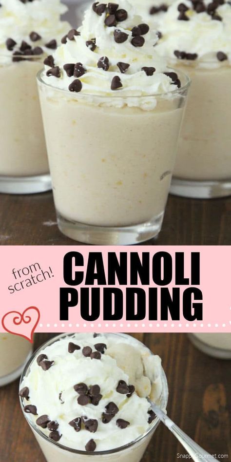 A cross between cannoli cream and vanilla pudding Cannoli Pudding, Cannoli Flavors, Fancy Holiday Desserts, Berry Sorbet Recipe, Cookbook Inspiration, Italian Cannoli, Cannoli Filling, Cannoli Recipe, Cannoli Cream