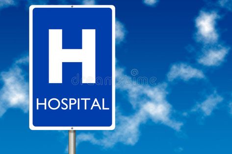 Hospital board traffic sign. Over blue sky background , #AFF, #traffic, #board, #Hospital, #sign, #background #ad Hospital Sign, Alzheimer Care, Hospital Signs, Tv Unit Furniture Design, Traffic Sign, Blue Sky Background, Memory Care, Medical Tourism, Traffic Signs