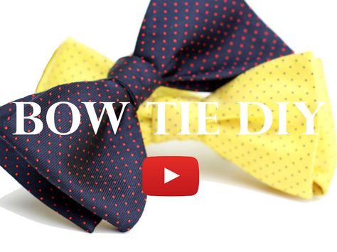 DIY Video - How to Make a Bow Tie (in 3 minutes) How To Sew A Bow Tie, Diy Necktie, Beginner Sewer, Bow Tie Tutorial, Tie Tutorial, Bow Tie Pattern, Bib Tutorial, Make A Bow Tie, Tie Day