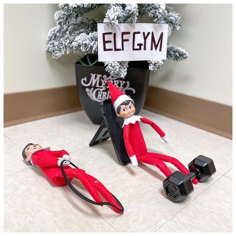 Elf Gym 🏋️ Elf On The Shelf Gym, Elf On The Shelf Sports Ideas, Elf Gym, Elf Shelf, Elf On The Shelf Ideas, Shelf Ideas, On The Shelf, Elf On The Shelf, Jelly