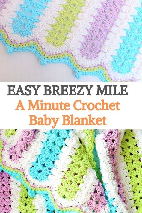 Mile A Minute Crochet, Crochet Mile A Minute, Quick Crochet Blanket, Scrap Crochet, Baby Afghan Patterns, Baby Afghan Crochet Patterns, Crochet Baby Blanket Free Pattern, Crochet Afghan Patterns Free, Easy Crochet Baby Blanket