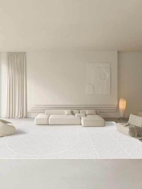 Modern Line Living Room Carpet Gray Geometric Bedroom Rug Thicken Fluffy Soft Alfombra Oversized Dining Room Rug Placement, Modern Rugs In Living Room, Off White Interior, Rugs Next To Bed, White Carpet Living Room, All White Interior, Clean Living Room, Living Room Rug Placement, Large Modern Rugs